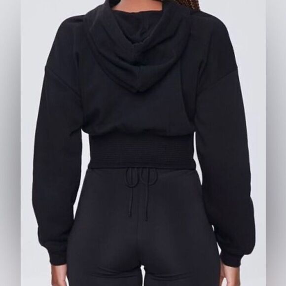 Forever 21 Embroidered "Westcoast" Corset Bottom Hoodie NWT Black Small - Picture 2 of 10